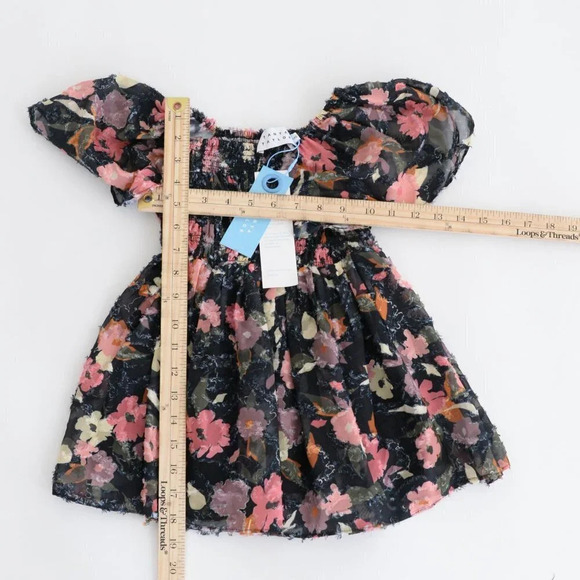 Tanya Taylor Mini Glenda  Navy & Pink Floral A-line Dress XXS NWT - Picture 2 of 8